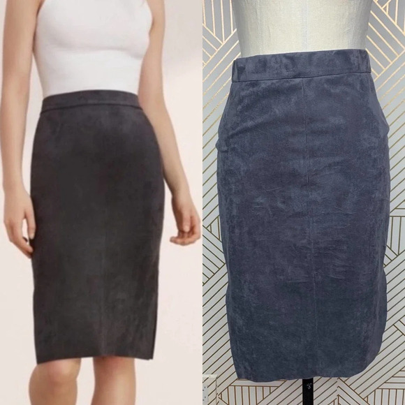 Aritzia Wilfred‎ Free Lis Vegan Suede Pencil Skirt in Gray Size US 2 - Picture 1 of 12